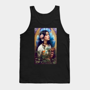 Stoner Chic - Floral Art Deco Girl - Ganja Girl Tank Top